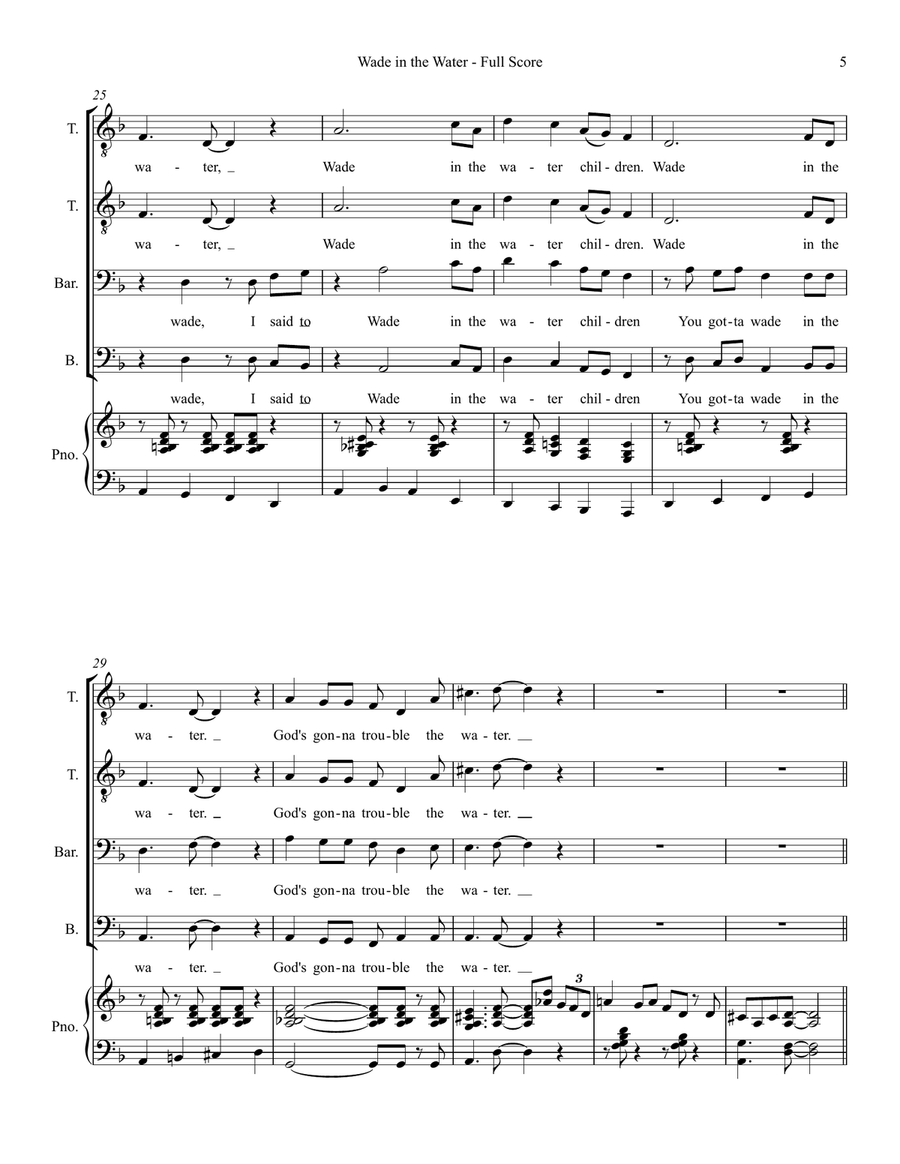 Wade in the Water - TTBB Choir TTBB scores gallery preview page 5