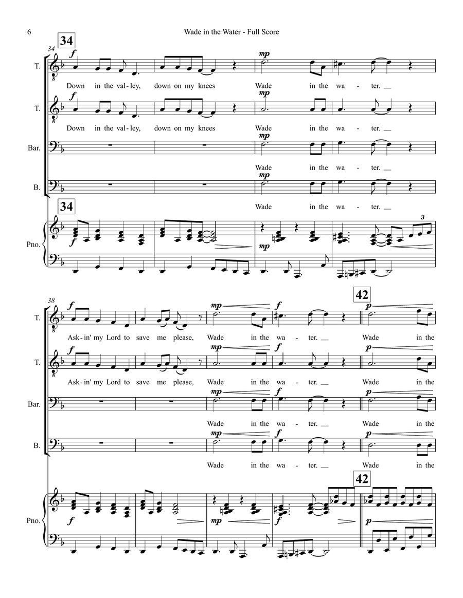Wade in the Water - TTBB Choir TTBB scores gallery preview page 6