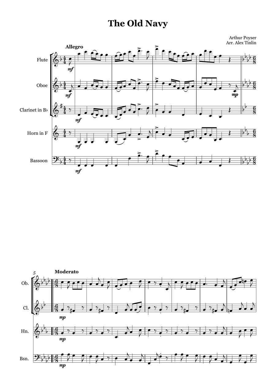 The Old Navy The Old Navy Woodwind Quintet scores gallery preview page 2