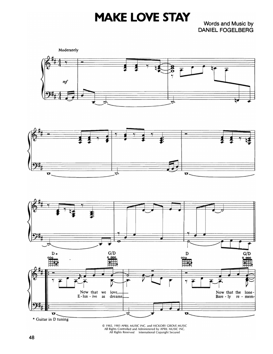 Make Love Stay Make Love Stay Piano, Vocal, Guitar scores gallery preview page 1