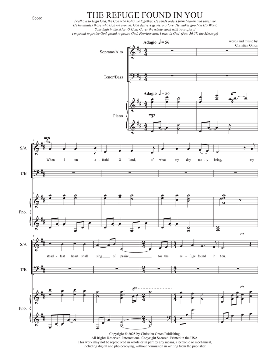 THE REFUGE FOUND IN YOU THE REFUGE FOUND IN YOU 4-Part scores gallery preview page 1