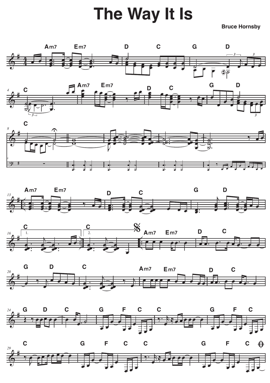 The Way It Is Piano scores gallery preview page 1