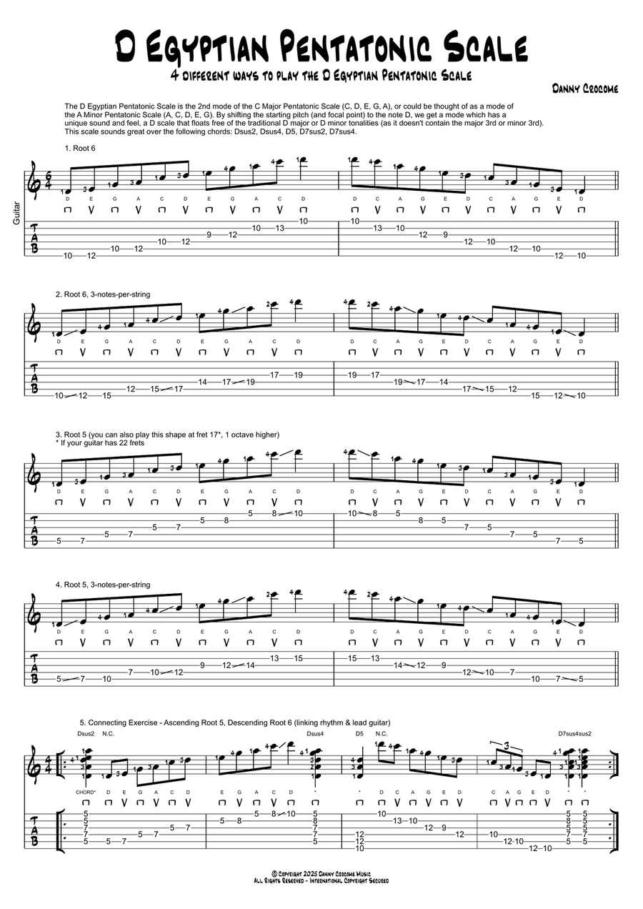 D Egyptian Pentatonic Scale (4 Ways to Play) Acoustic Guitar scores gallery preview page 1