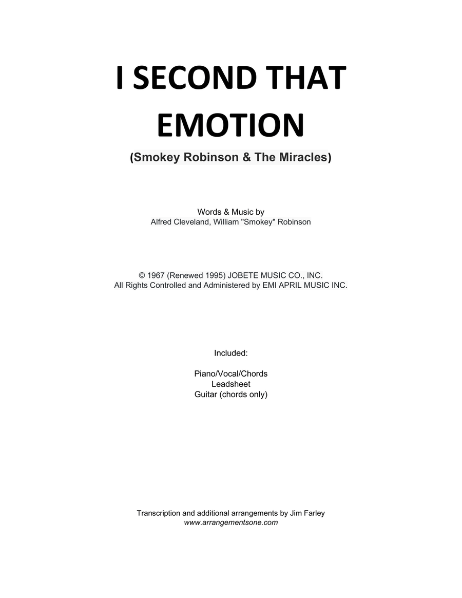 I Second That Emotion I Second That Emotion Piano, Vocal scores gallery preview page 1