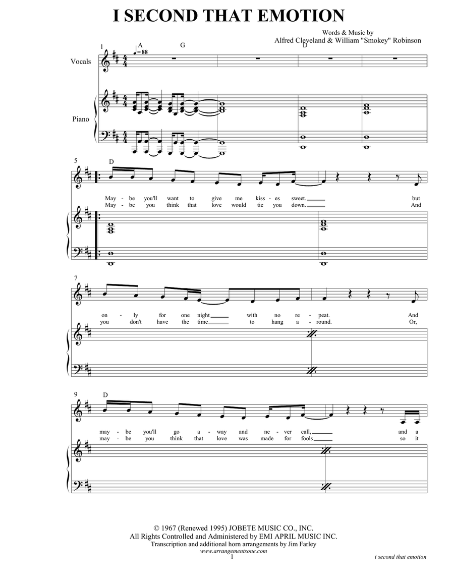 I Second That Emotion I Second That Emotion Piano, Vocal scores gallery preview page 3