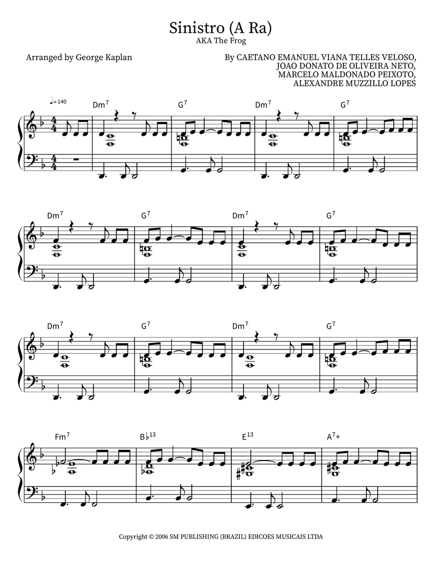 Sinistro (A Ra) Sinistro (A Ra) Piano Solo scores gallery preview page 1