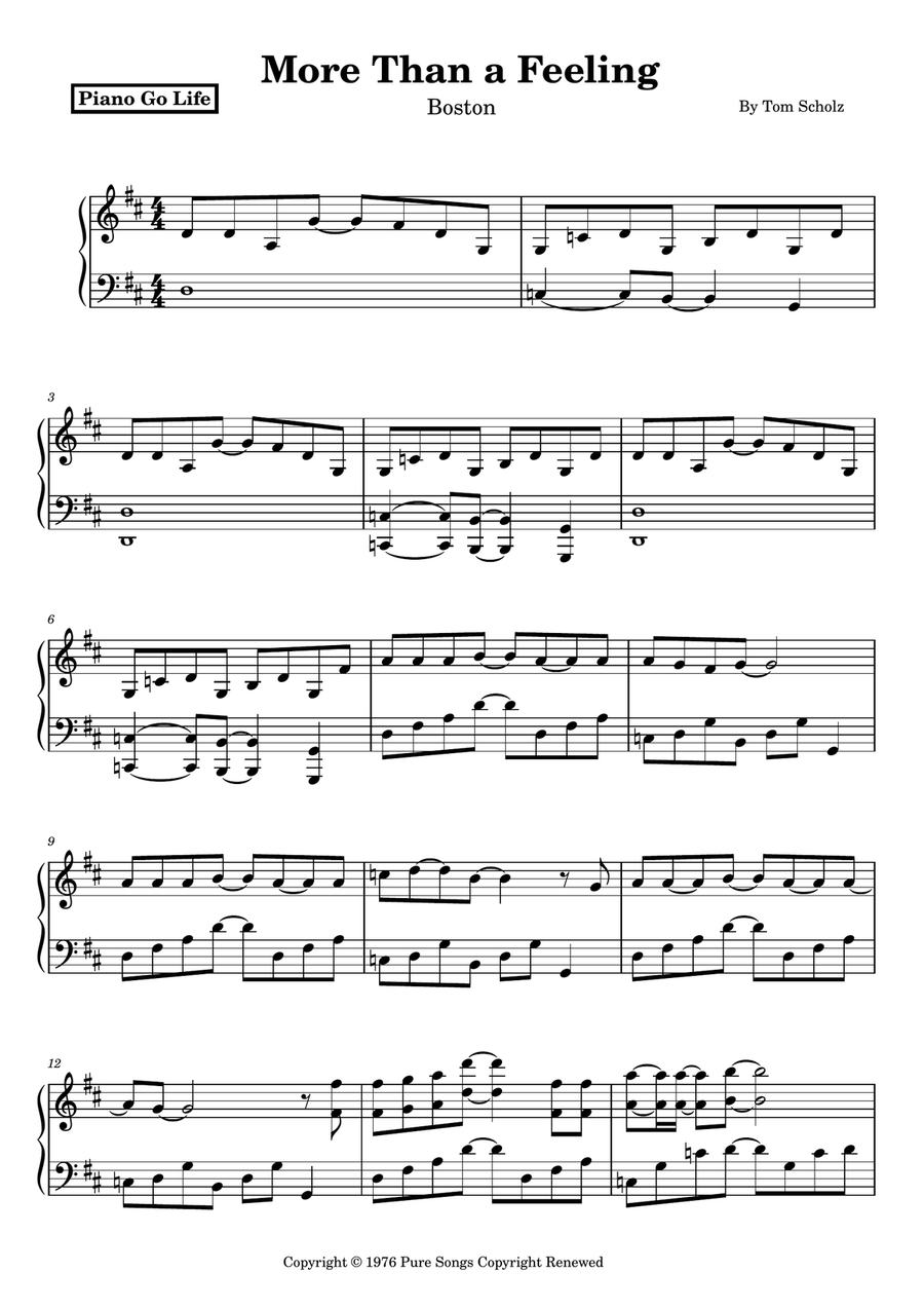 More Than A Feeling More Than A Feeling Piano Solo scores gallery preview page 1