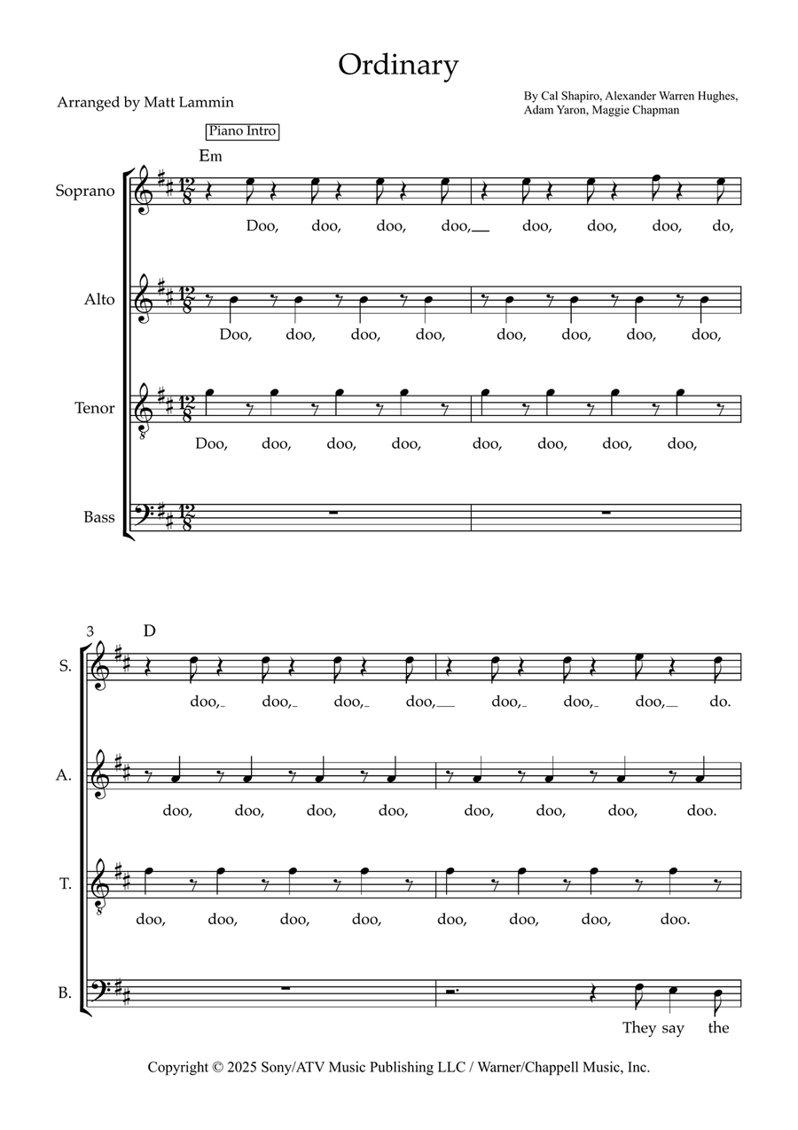 Ordinary Ordinary 4-Part scores gallery preview page 1