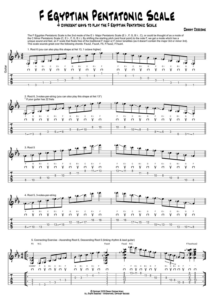 F Egyptian Pentatonic Scale (4 Ways to Play) Acoustic Guitar scores gallery preview page 1