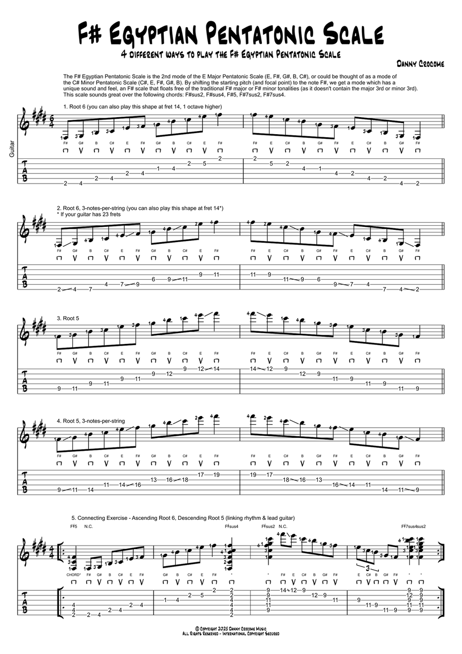 F# Egyptian Pentatonic Scale (4 Ways to Play) Acoustic Guitar scores gallery preview page 1