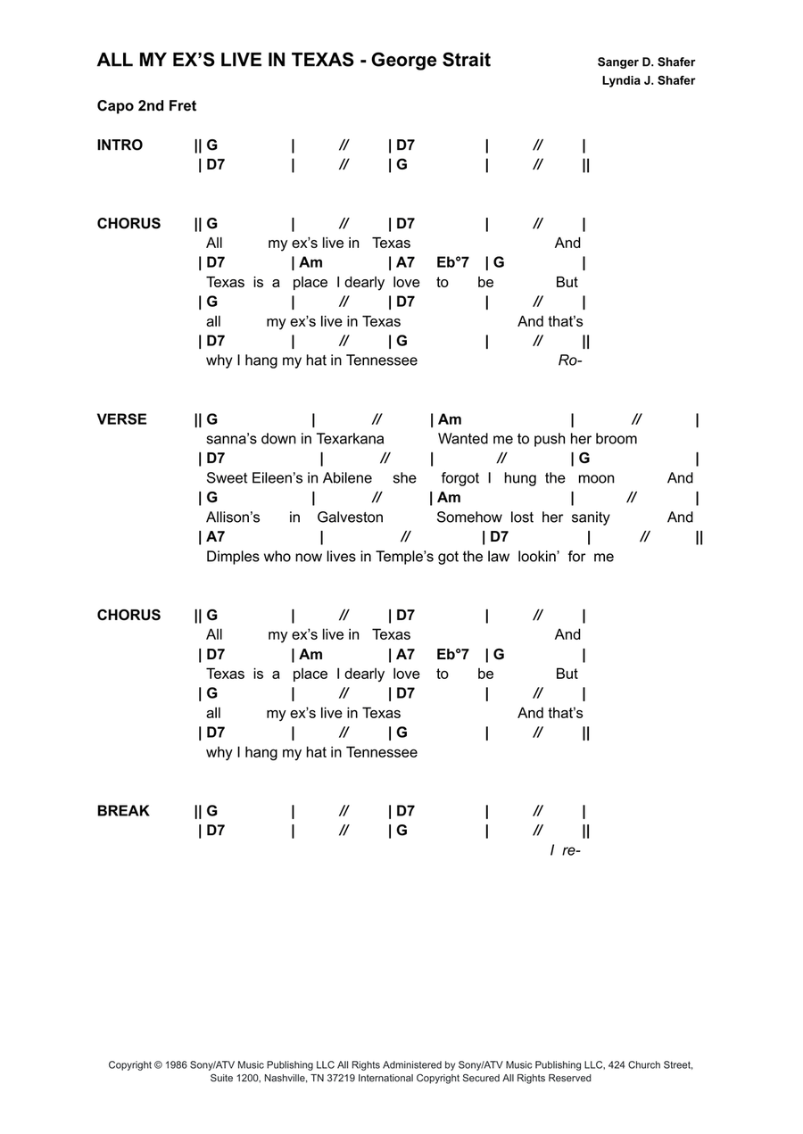 All My Ex's Live In Texas Electric Guitar scores gallery preview page 1
