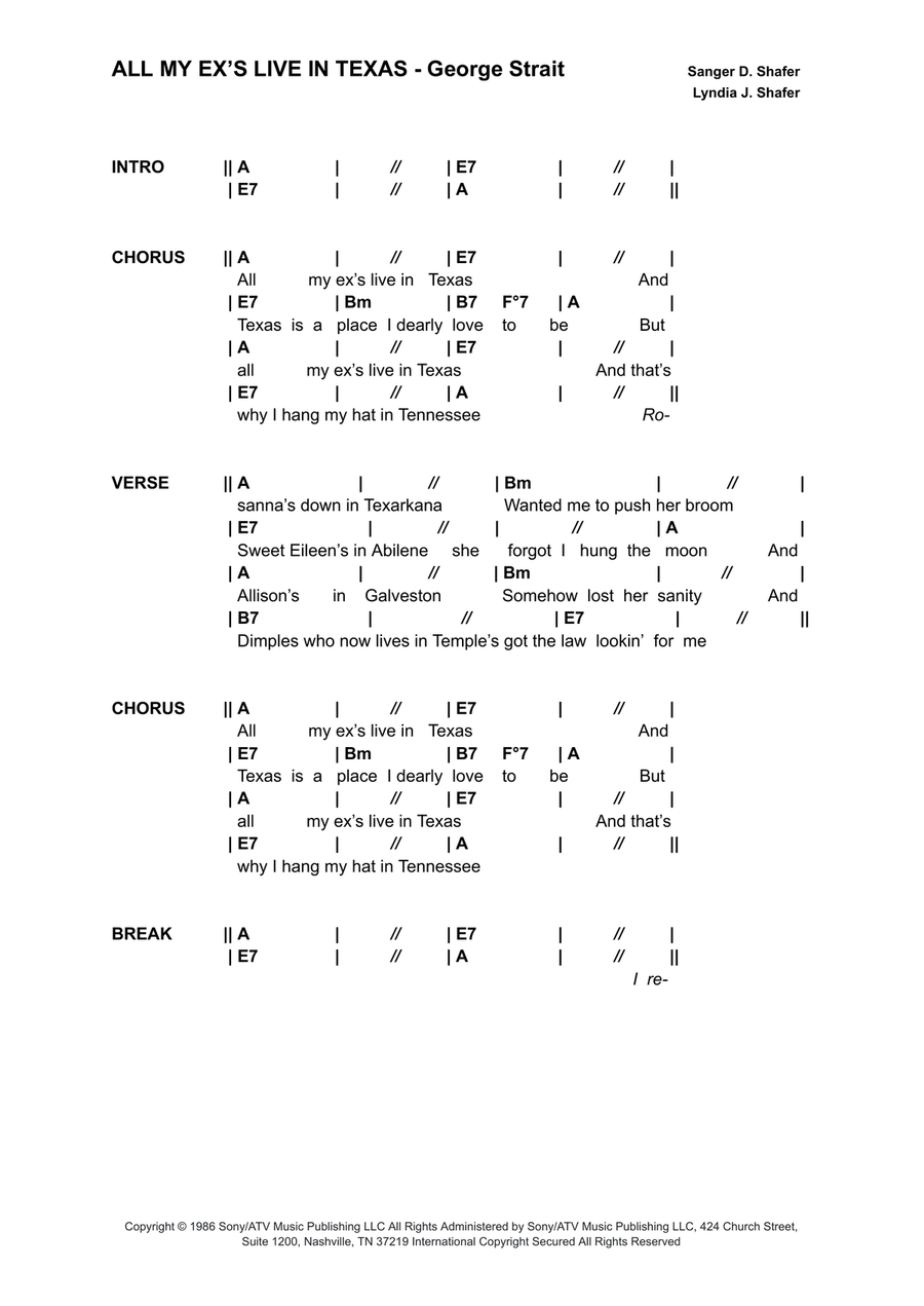 All My Ex's Live In Texas Electric Guitar scores gallery preview page 1