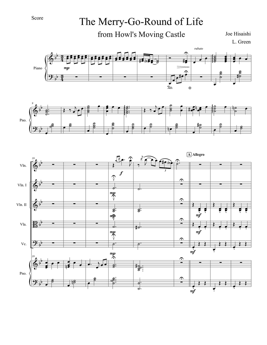 Merry-Go-Round Of Life Merry-Go-Round Of Life String Orchestra scores gallery preview page 1