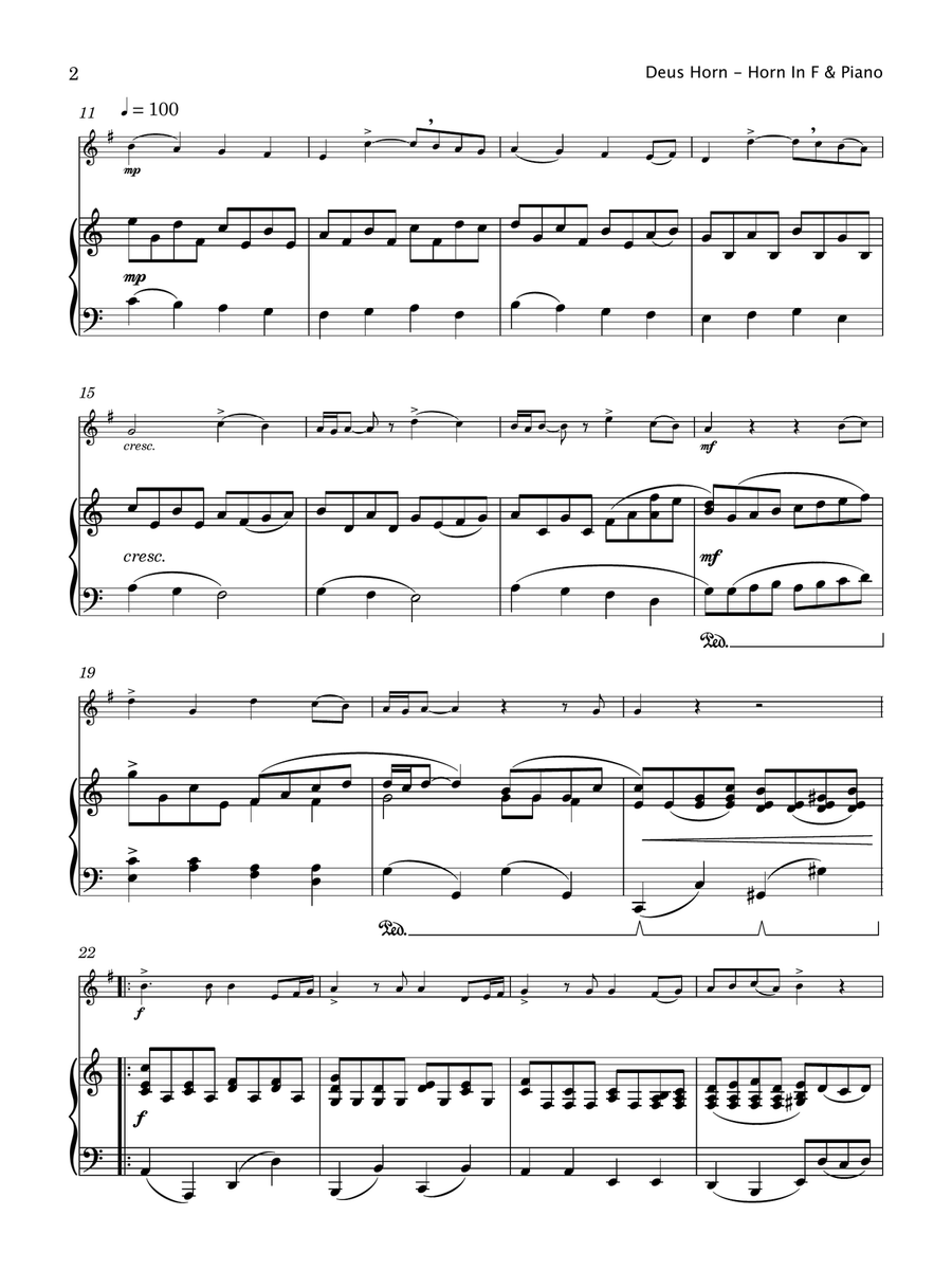 Deus Horn (French Horn and Piano) Piano scores gallery preview page 3