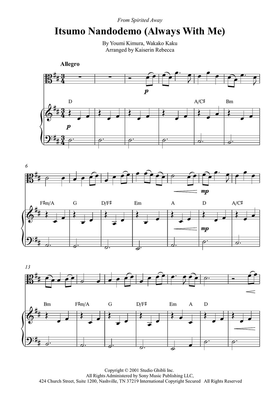 Itsumo Nandodemo (Always With Me) Viola scores gallery preview page 1