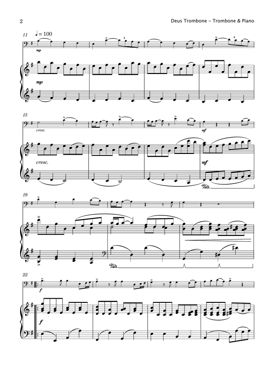 Deus Trombone (Trombone and Piano) Piano scores gallery preview page 3