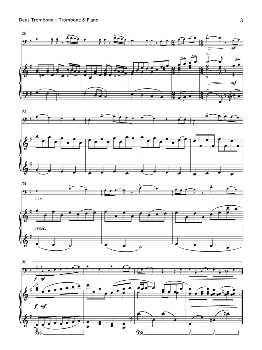 Deus Trombone (Trombone and Piano) Piano scores gallery preview page 4