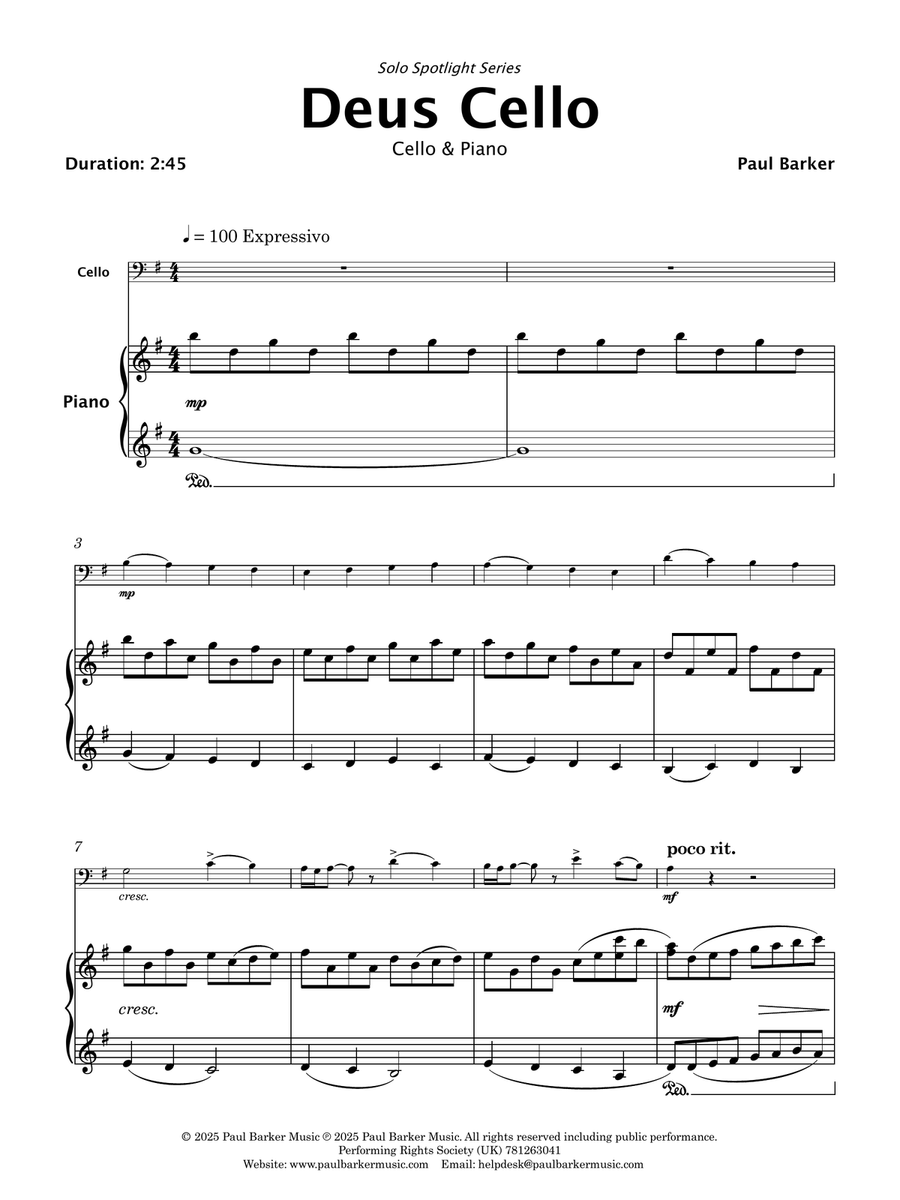 Deus Cello (Cello and Piano) Piano scores gallery preview page 2