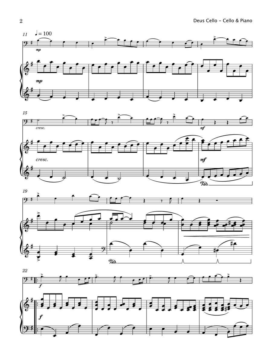 Deus Cello (Cello and Piano) Piano scores gallery preview page 3