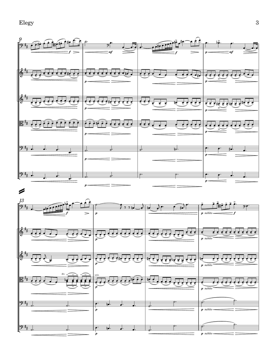 Elegy (Bottesini) – Orchestration for String Orchestra and Double Bass Solo Chamber Music scores gallery preview page 3