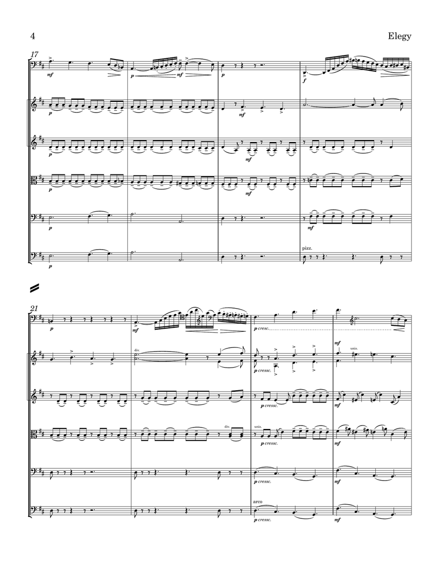 Elegy (Bottesini) – Orchestration for String Orchestra and Double Bass Solo Chamber Music scores gallery preview page 4