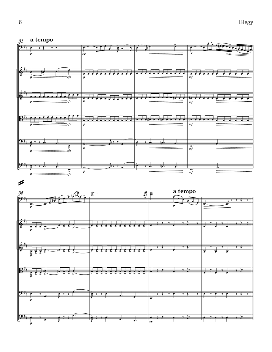 Elegy (Bottesini) – Orchestration for String Orchestra and Double Bass Solo Chamber Music scores gallery preview page 6