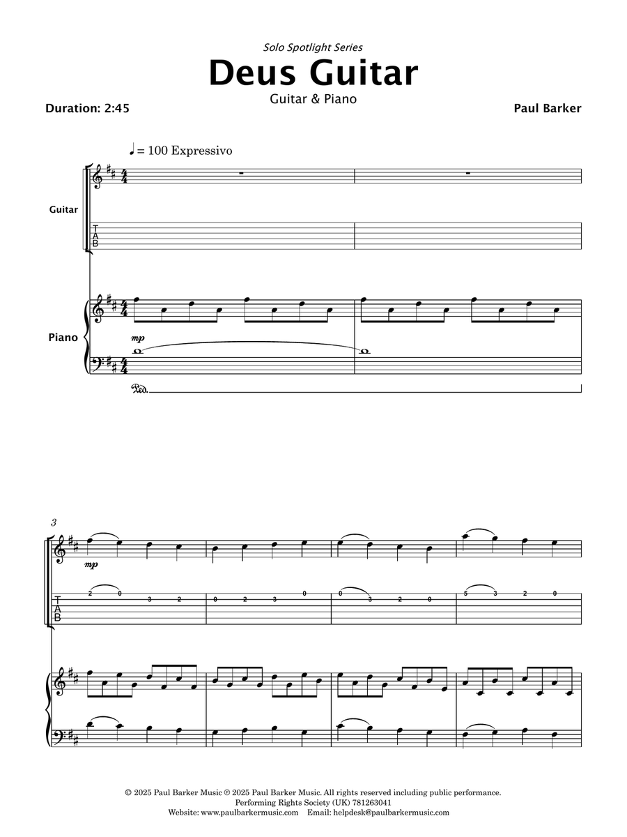 Deus Guitar (Electric Guitar and Piano) Electric Guitar scores gallery preview page 2