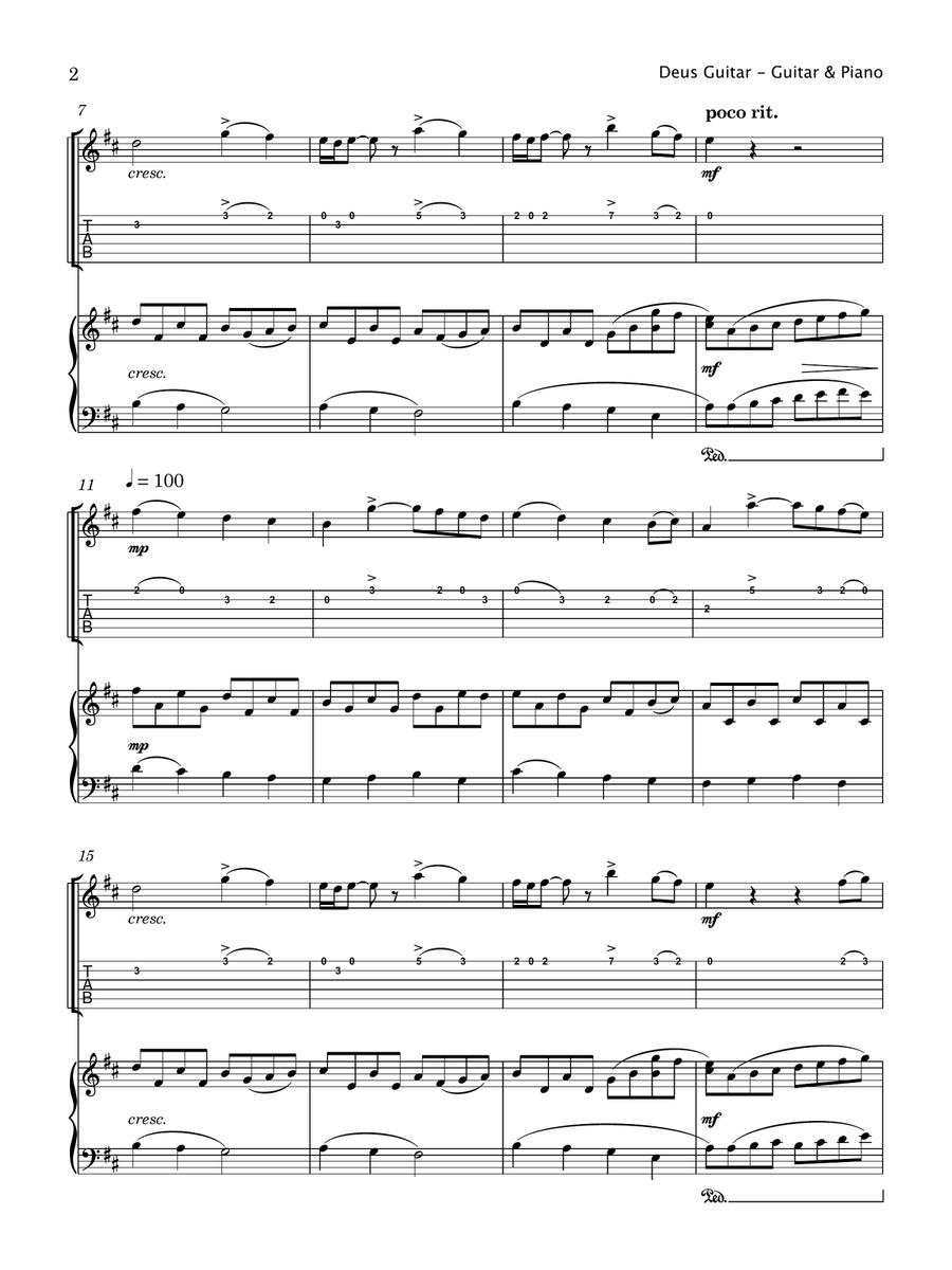 Deus Guitar (Electric Guitar and Piano) Electric Guitar scores gallery preview page 3