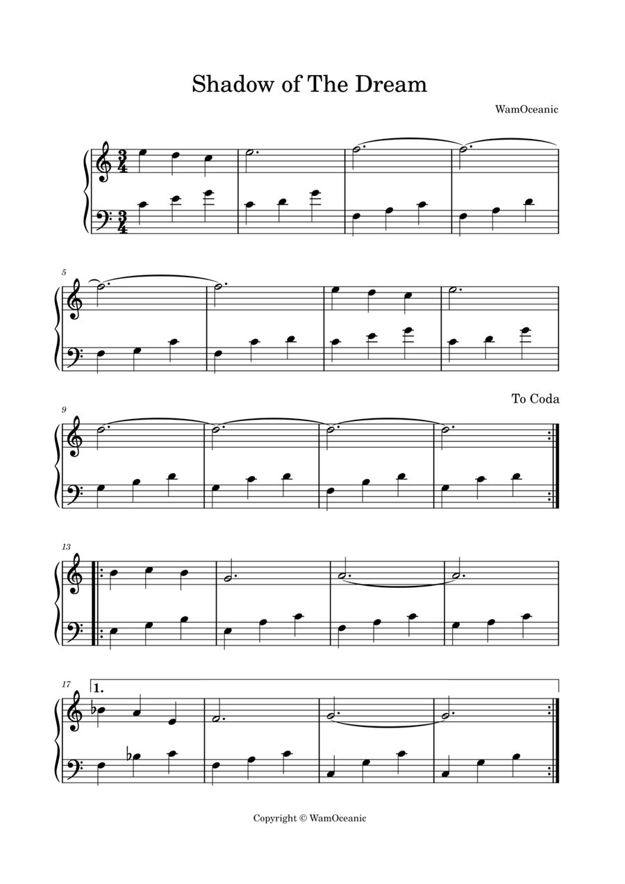 Shadow of the Dream Shadow of the Dream Easy Piano scores gallery preview page 2