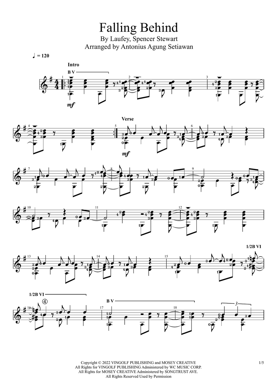 Falling Behind Falling Behind Acoustic Guitar scores gallery preview page 1