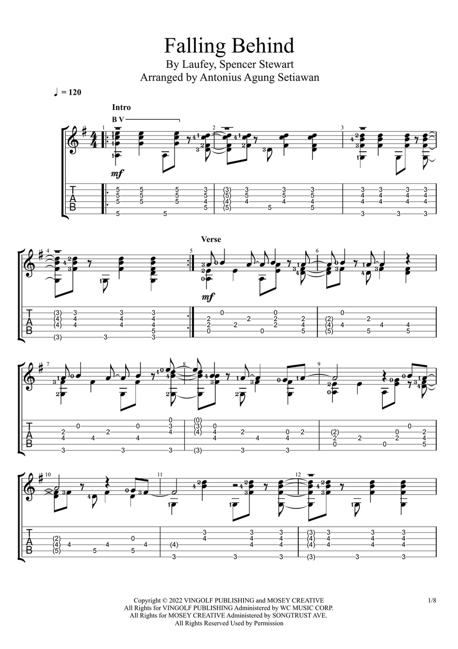 Falling Behind Falling Behind Acoustic Guitar scores gallery preview page 1