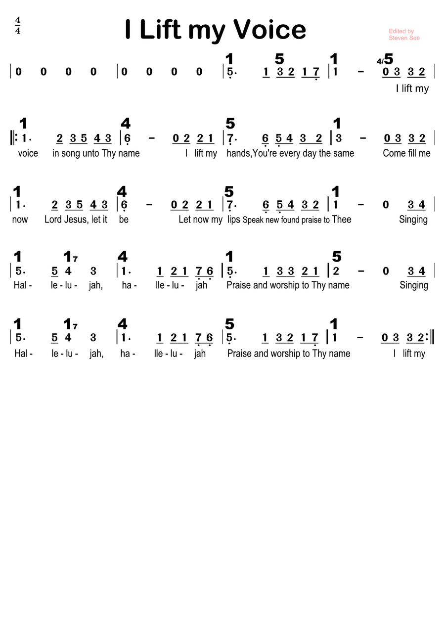 I Lift My Voice in Song Unto Thy Name Voice scores gallery preview page 1