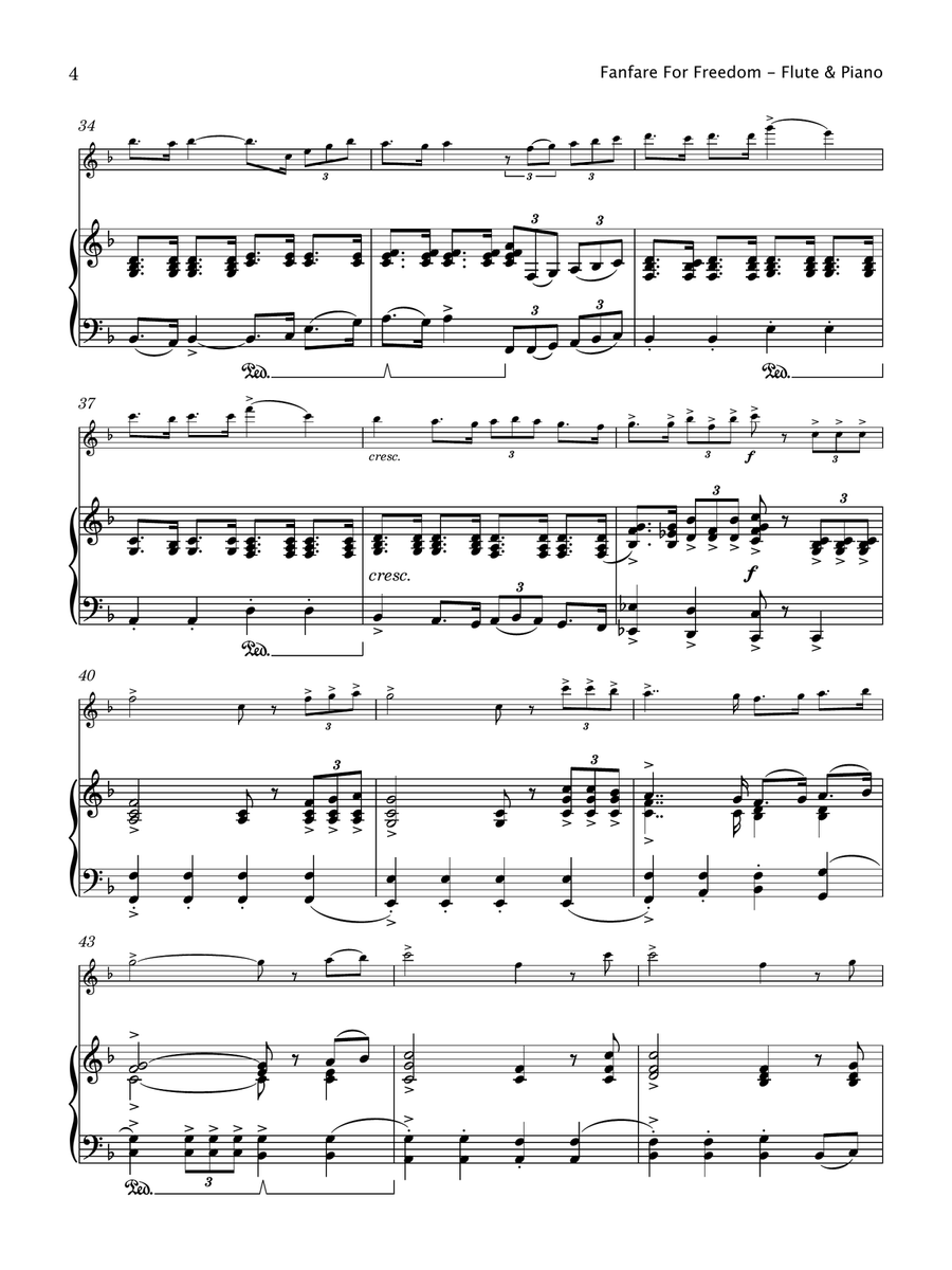 Fanfare For Freedom (Flute and Piano) Flute scores gallery preview page 5