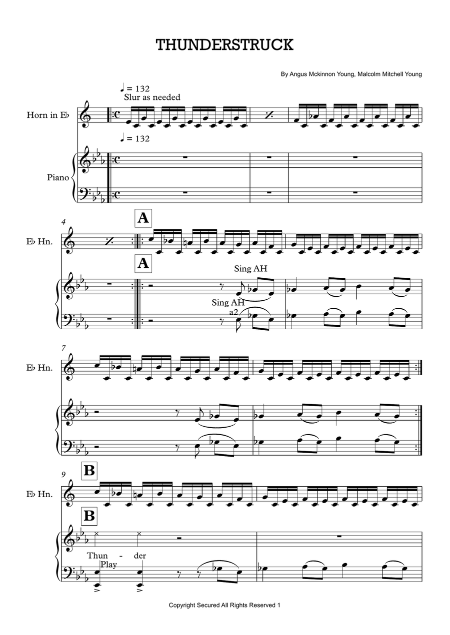 Thunderstruck Thunderstruck Horn scores gallery preview page 1