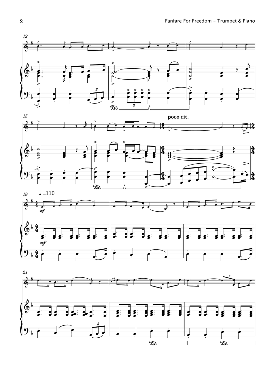 Fanfare For Freedom (Trumpet and Piano) B-Flat Trumpet scores gallery preview page 3