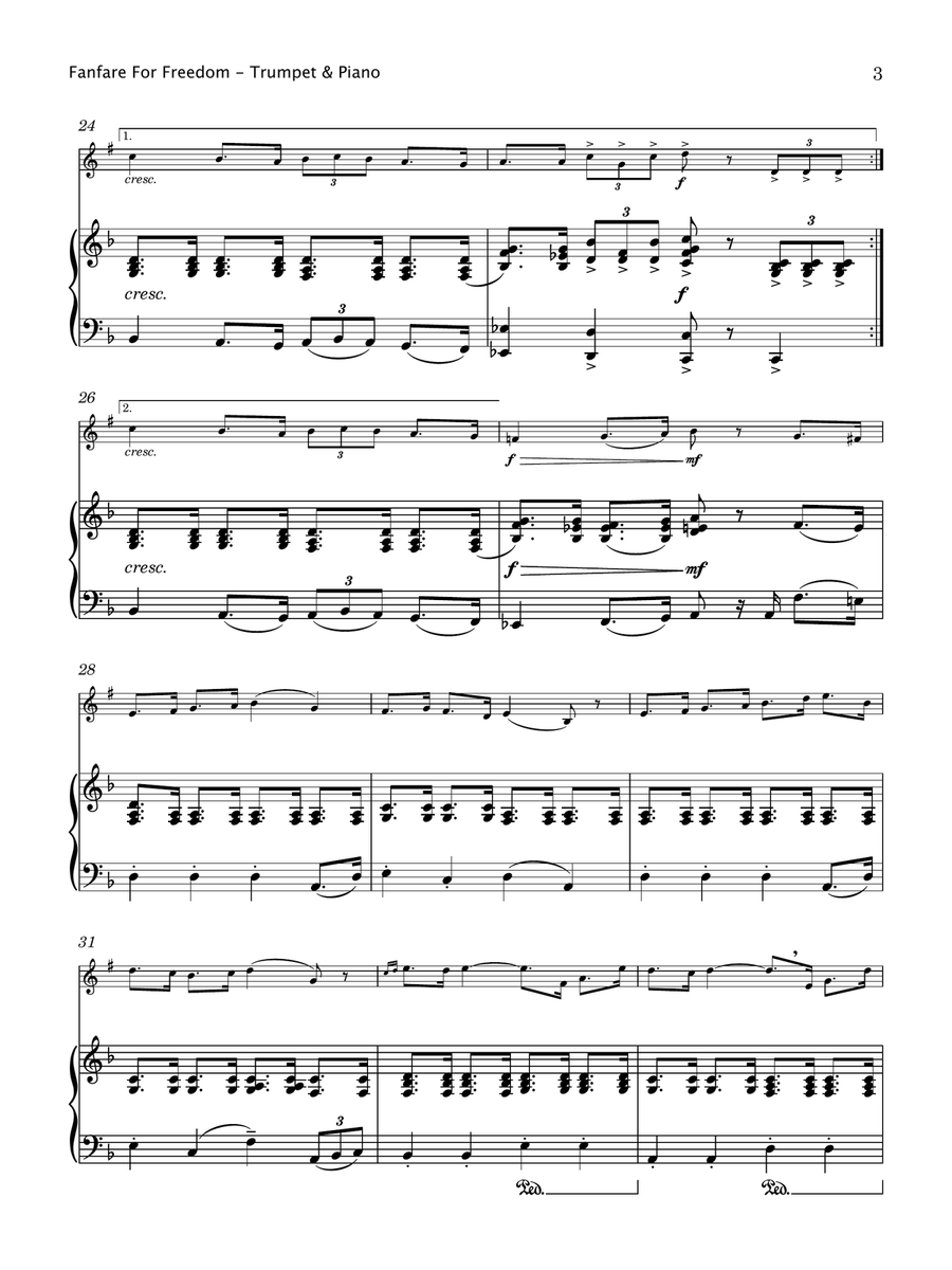 Fanfare For Freedom (Trumpet and Piano) B-Flat Trumpet scores gallery preview page 4