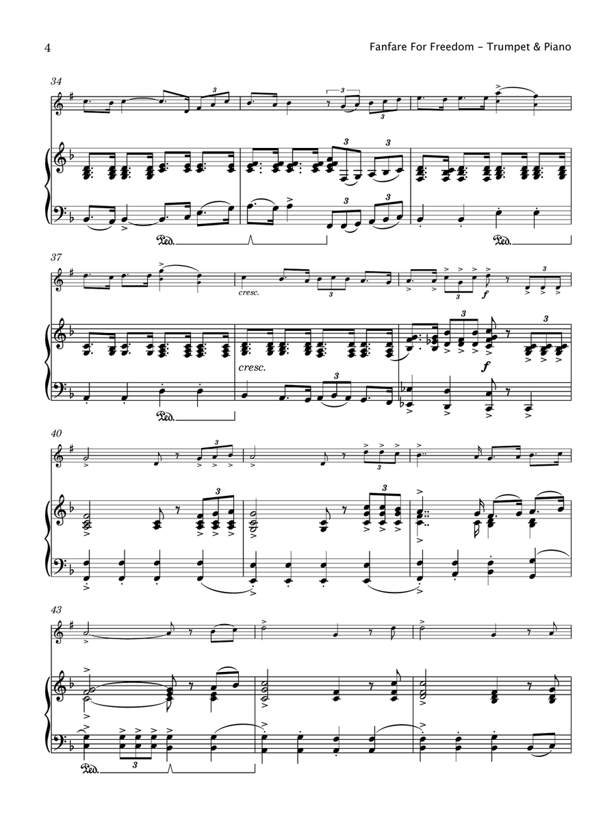 Fanfare For Freedom (Trumpet and Piano) B-Flat Trumpet scores gallery preview page 5