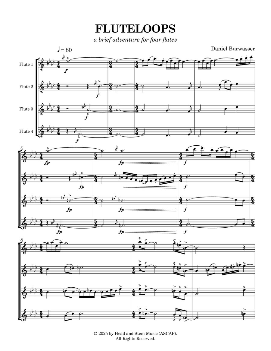Fluteloops Fluteloops Flute Quartet scores gallery preview page 3