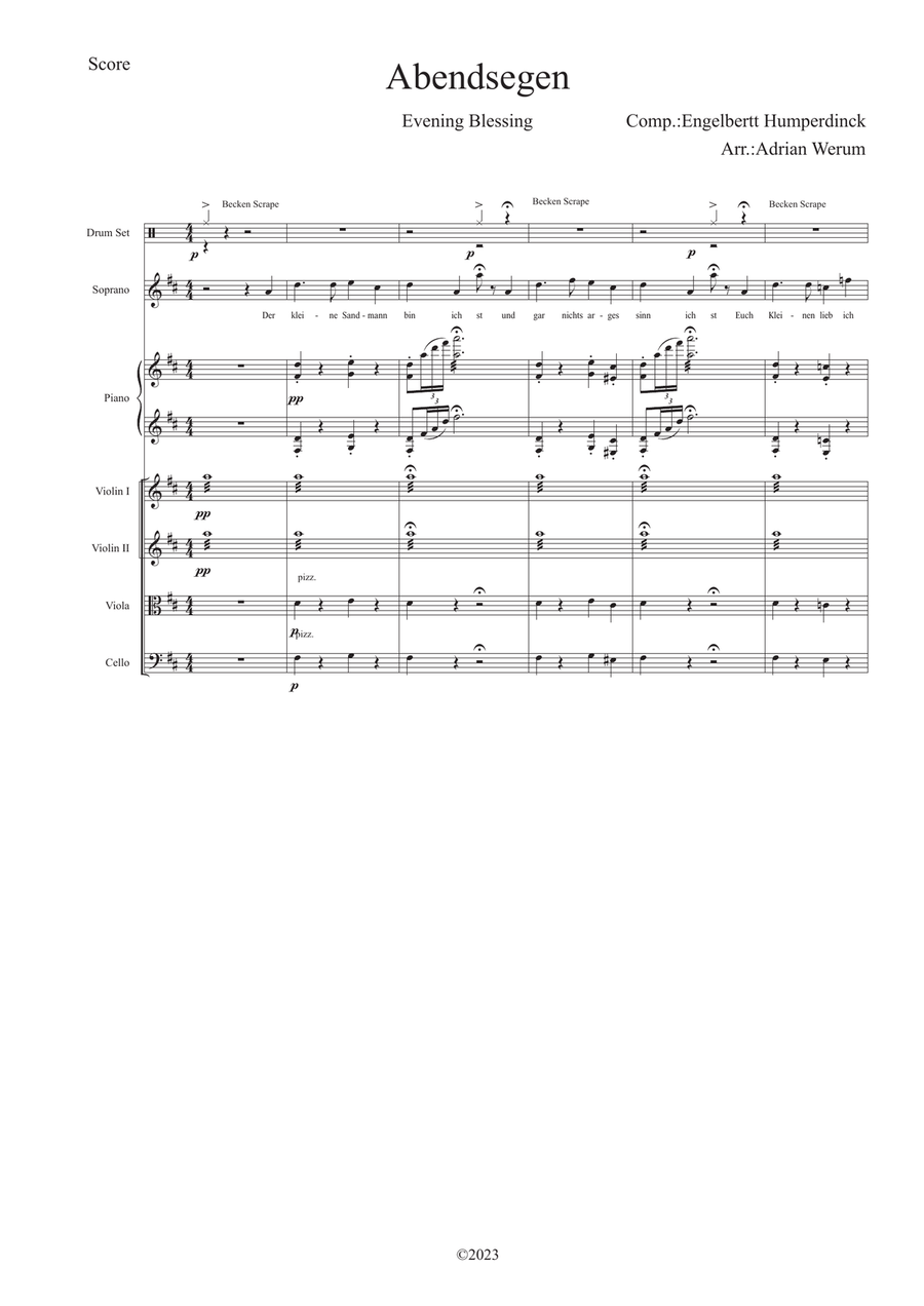 Abendsegen ( Evening Blessing ) String Orchestra scores gallery preview page 1