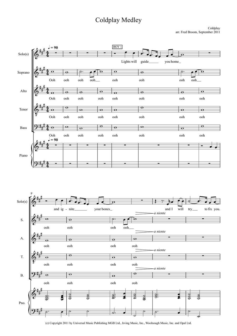 Every Teardrop Is A Waterfall Choir scores gallery preview page 1