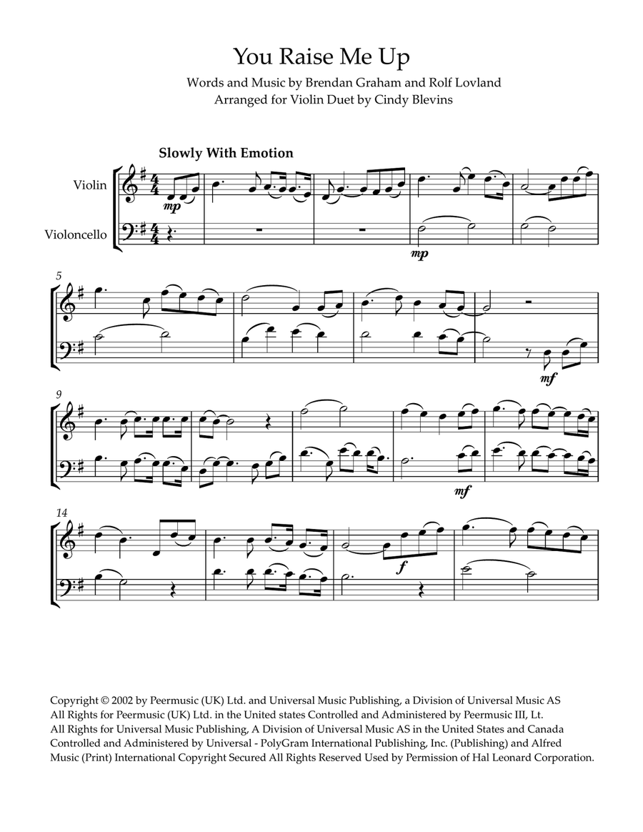 You Raise Me Up You Raise Me Up String Duet scores gallery preview page 3
