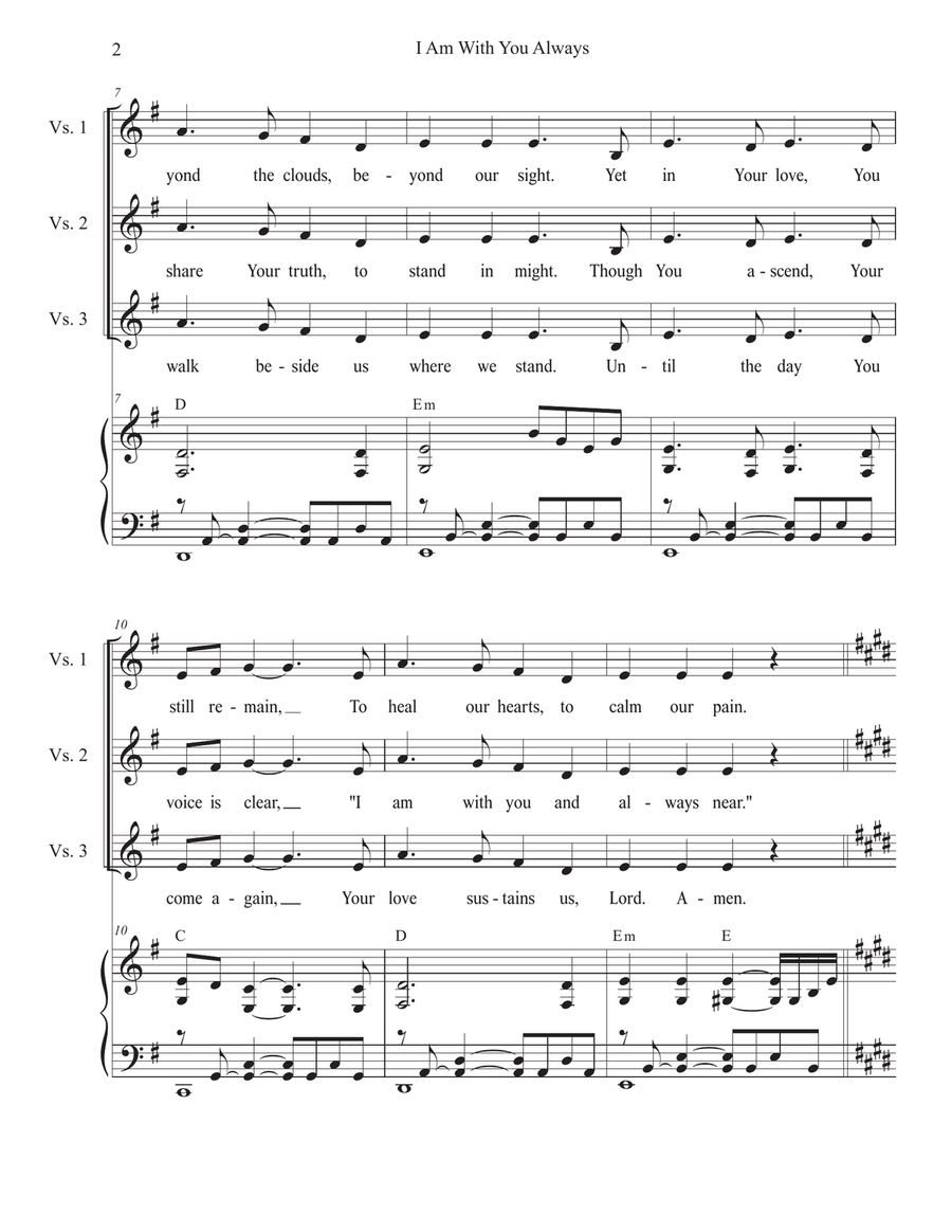 I Am With You Always (Unison choir) Unison Choir scores gallery preview page 2