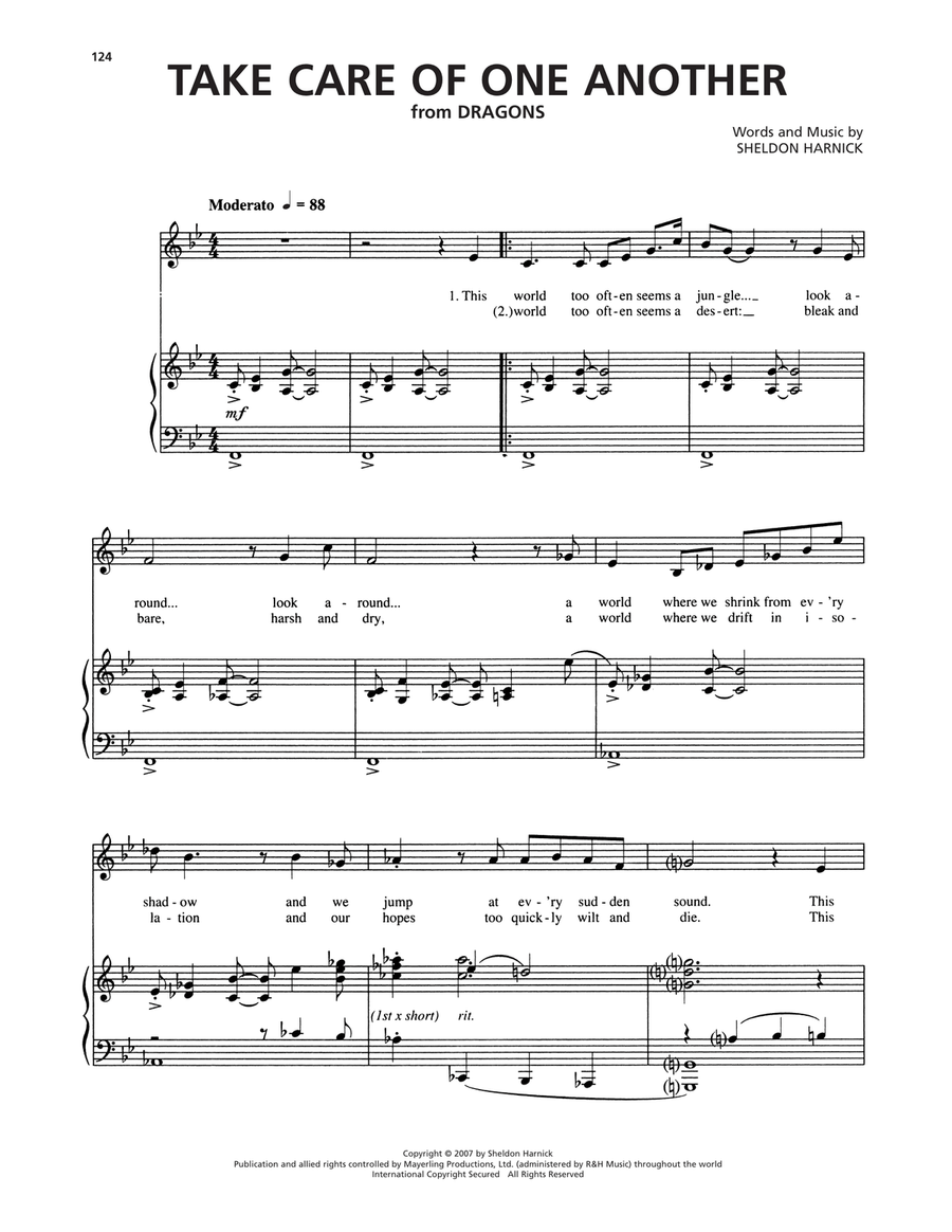 Take Care Of One Another Take Care Of One Another Piano, Vocal, Guitar scores gallery preview page 1