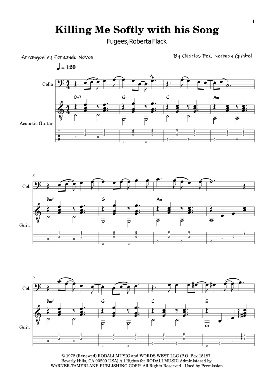 Killing Me Softly With His Song Chamber Music scores gallery preview page 1