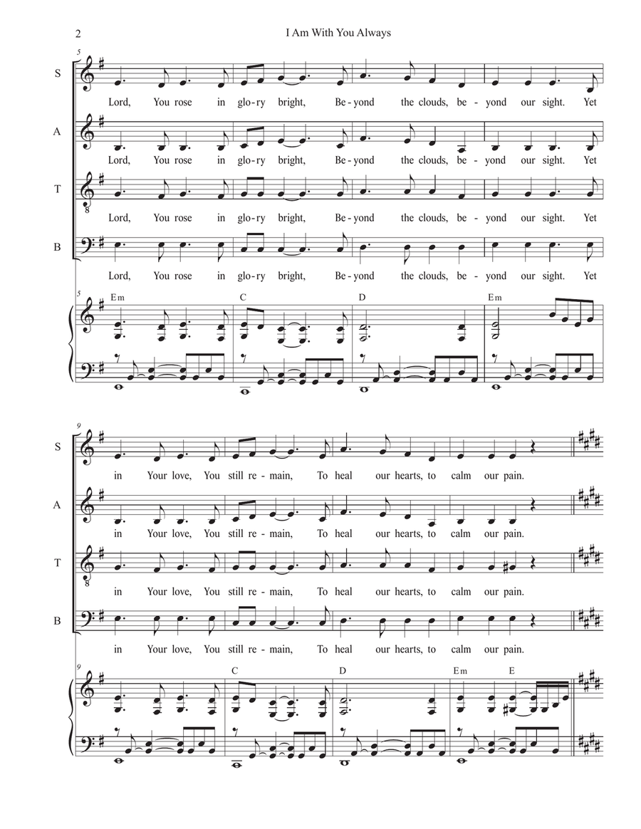 I Am With You Always (Vocal solo with Vocal Quartet - (SATB) 4-Part scores gallery preview page 2