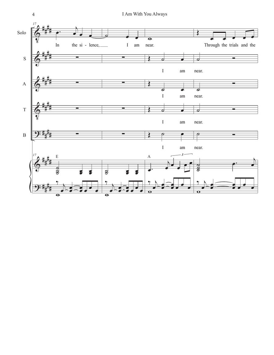 I Am With You Always (Vocal solo with Vocal Quartet - (SATB) 4-Part scores gallery preview page 4