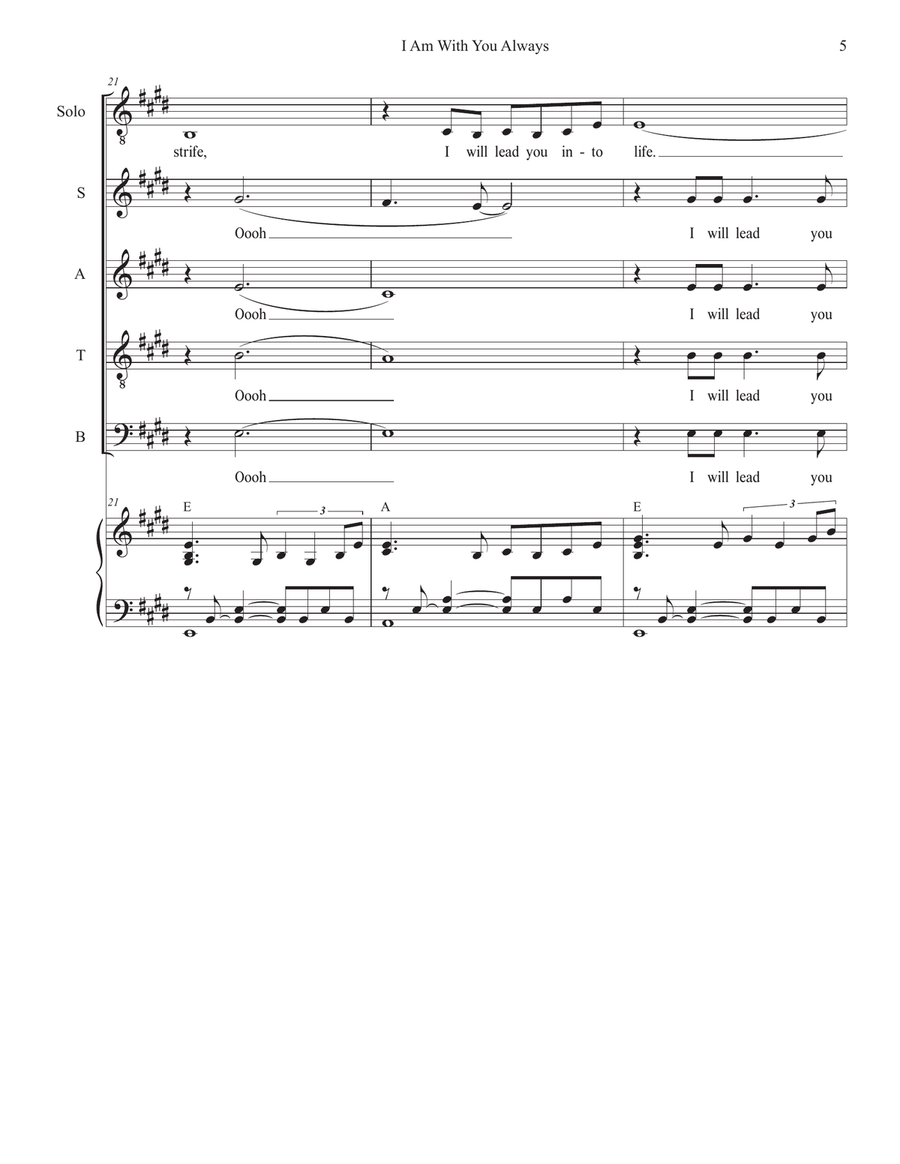 I Am With You Always (Vocal solo with Vocal Quartet - (SATB) 4-Part scores gallery preview page 5