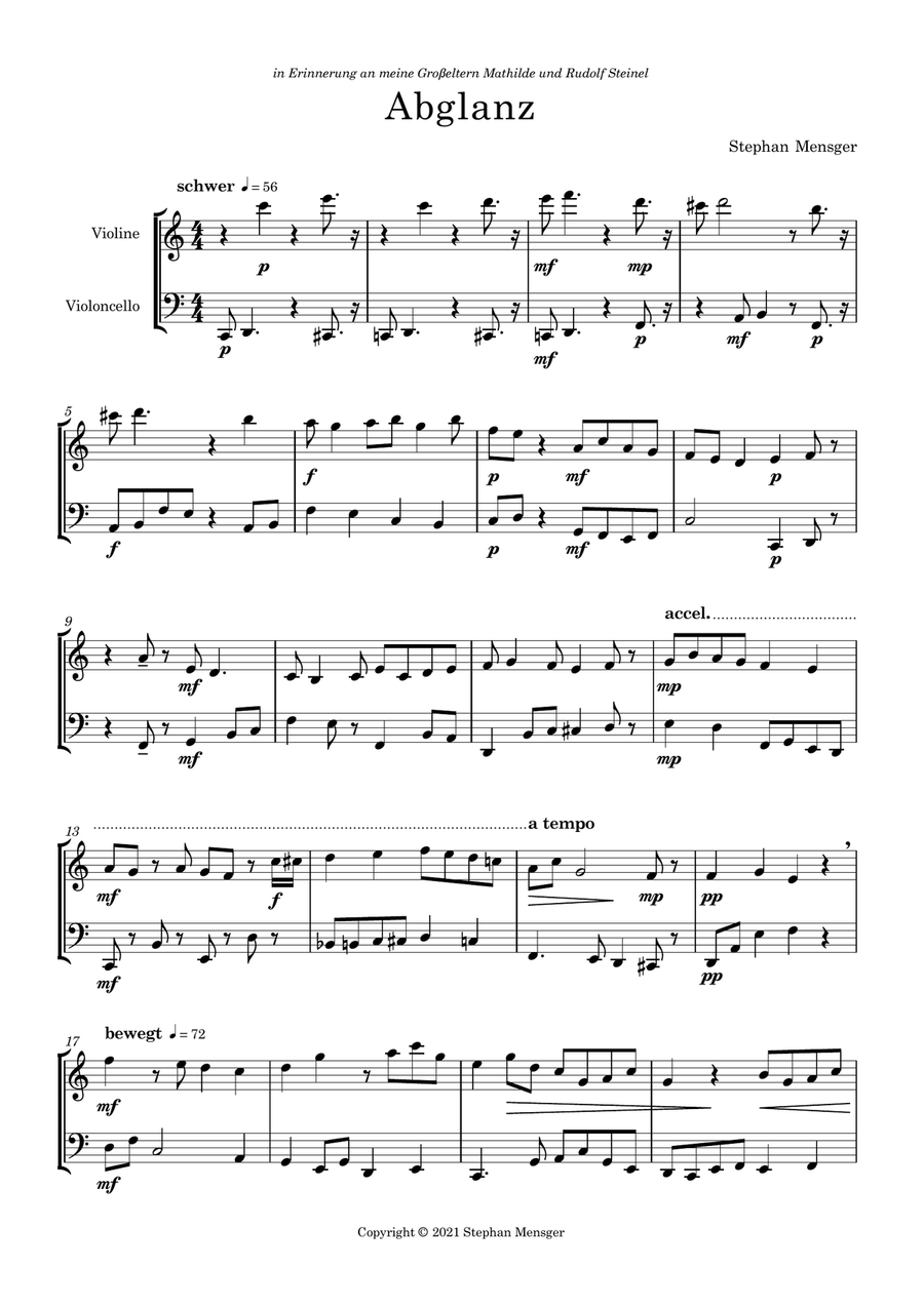 Abglanz Abglanz String Duet scores gallery preview page 2