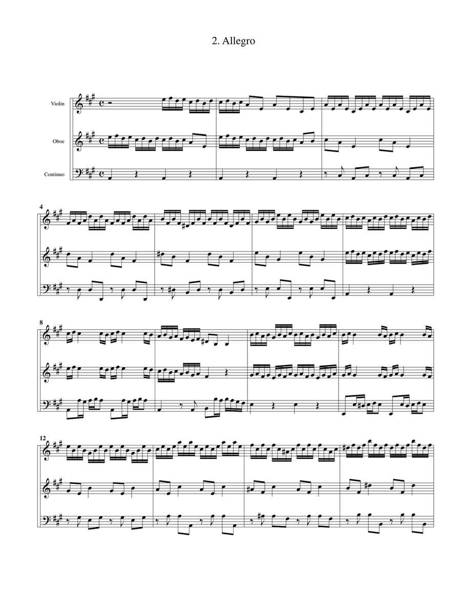 Trio sonata, violin, oboe d'amore (or oboe), continuo, TWV 42 A14 in A major Small Ensemble scores gallery preview page 4