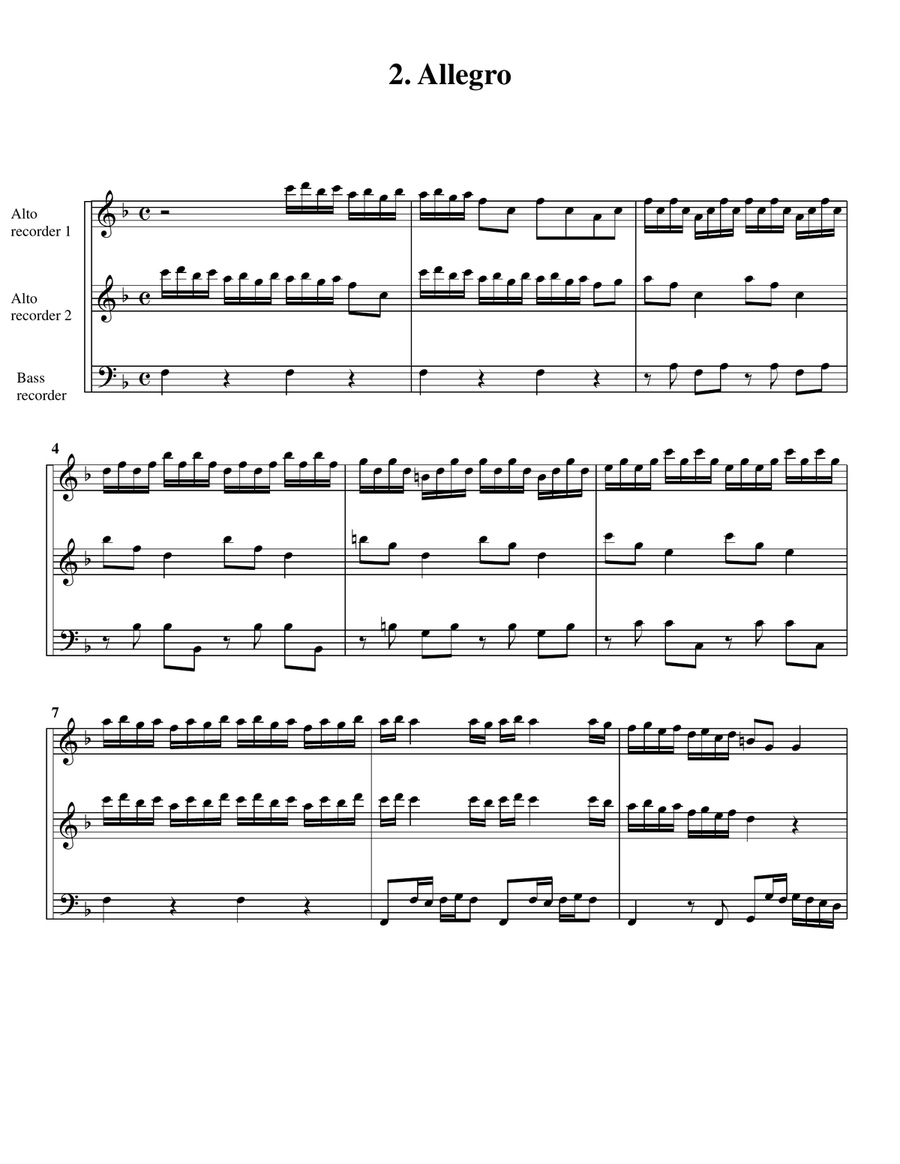 Trio sonata, TWV 42 A14 (arrangement for 3 recorders (AAB)) Alto Recorder scores gallery preview page 4